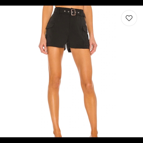 Paige Carolina Cargo Belted Shorts in Black - Picture 1 of 10